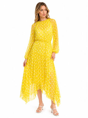Zimmermann Brightside Swing Maxi Dress Sunflower Pearl Dot Silk AU 0 US 0 | NWT